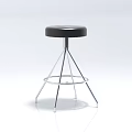 Modern Bar Stool With Sleek Metal Frame And Black Cushioned Seat