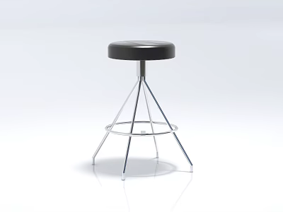 Modern Bar Stool With Sleek Metal Frame And Black Cushioned Seat 3d model