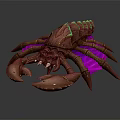 Brownish Red Giant Lobster Crab Creature With Greenish Back Purple Legs And Large Claws