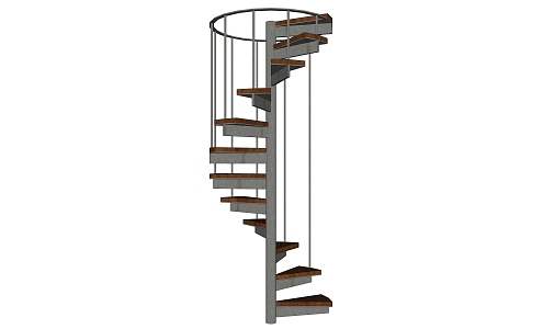 Rotating spiral staircase handrail staircase steel frame staircase 3d model