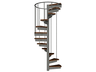 Rotating spiral staircase handrail staircase steel frame staircase 3d model