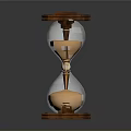 Vintage Hourglass With Wooden Frame Square Base Glass Bulbs And Golden Accent Pillars