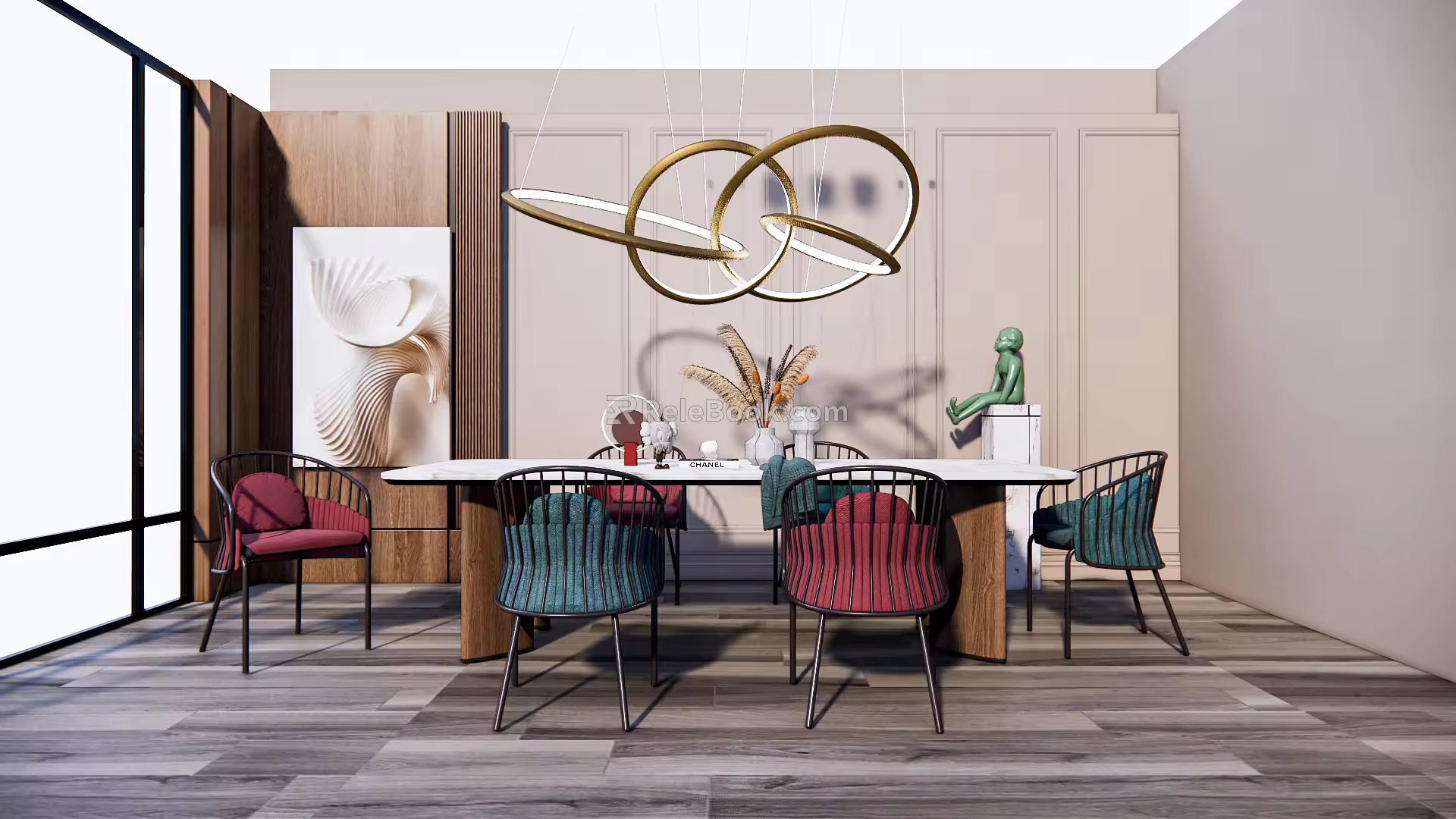 Modern Dining Table and Chair Combination Dining Table and Chair 3d model