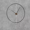 Modern Minimalist Wall Clock With Metal Frame Hanging On Gray Background 3d model