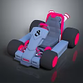 Gray Go Kart With Number 8 Steering Wheel Pink Accents And Black Wheels