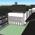 Commercial Street Architectural Design With Landmark Tower And Modern Traditional Buildings