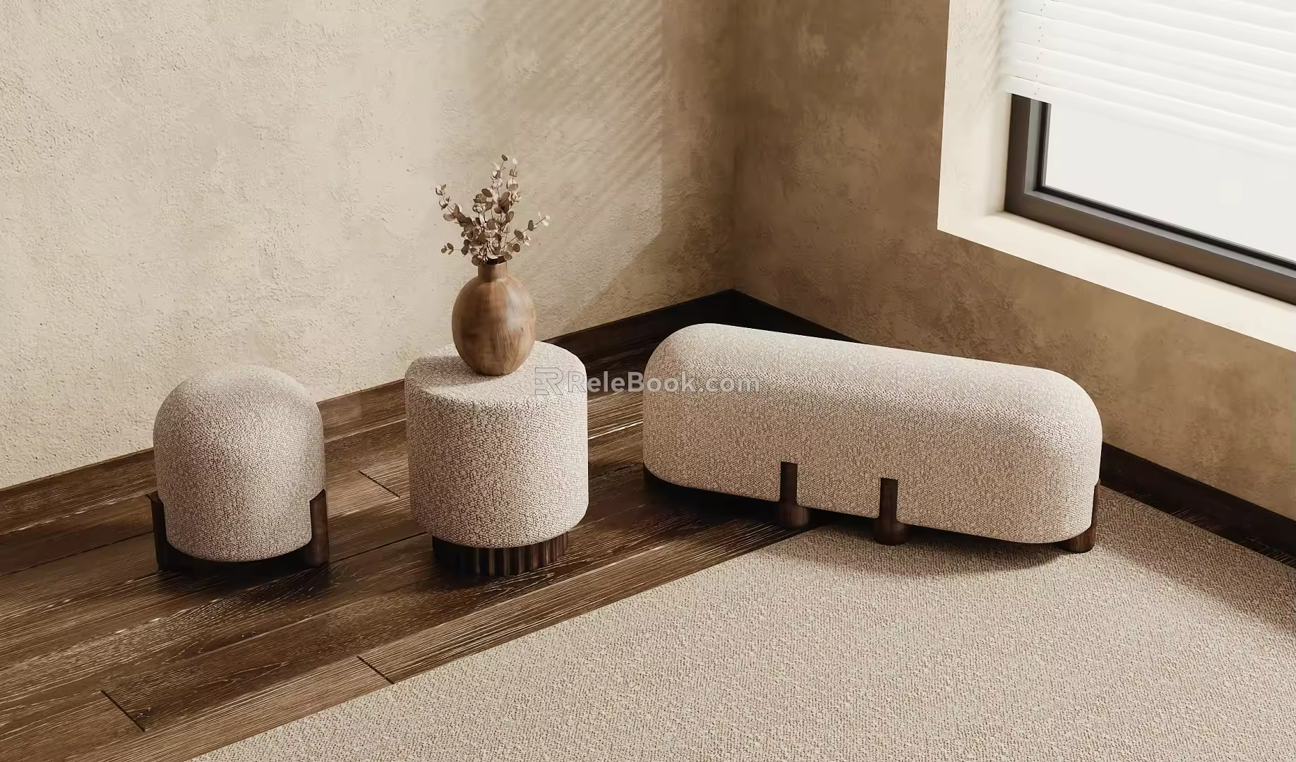 Quiet sofa stool 3d model