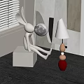 Modern table lamp rabbit lamp moon lamp 3d model