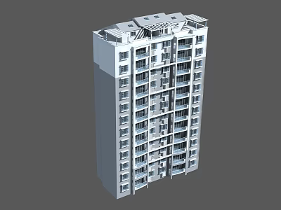Modern High Rise Residential Building with Multiple Floors Balconies and Windows Exterior Design 3d model