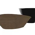 Modern Stacked Layer Side Tables With Light And Dark Wood Oval Tops