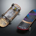 Stylish Skateboard Sports Equipment With Retro And Modern Graphic Design Patterns