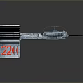 Sci Fi Spaceship Model With Orange Circular Cockpit And Gray Metallic Structure