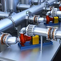 Industrial Equipment Setup With Piping Networks Storage Tanks And Control Valves