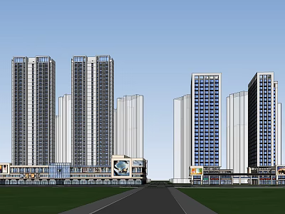 Modern High Rise Residential Building With Glass Facade Balconies And Commercial Podium 3d model