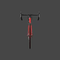 Red TREK Road Bicycle with Black Handlebars and White Rim Wheels