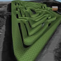 Outdoor Playground Equipment Green Maze Structure With Pathways And Trees