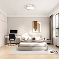 Modern Living and Dining Room with Light Gray Sofa Round Rug Chandelier and Arched Window