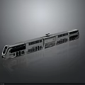 Modern Silver Train with Multiple Carriages Sleek Surface Windows Doors and Reflection on Black Background 3d model