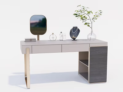 Modern Dressing Table Seat Mirror Ornaments Combination 3d model