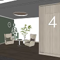 Modern Elevator Hallway Interior Design With Wooden Ceiling And Numbered Doors