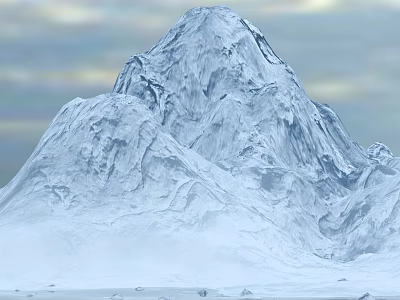 Garden Landscape Design With Snowy Mountain And Cloudy Sky Scenery 3d model