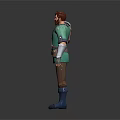 Cartoon Style 3D Male Character With Green Top Brown Pants Backpack Shoulder And Wrist Guards
