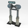 DECON-JAH Device Featuring Two Symmetrical Cylindrical Components And Connecting Parts On Base Platform
