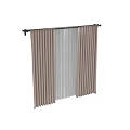 Beige Pleated Curtains With Vertical Design And White Sheer For Modern Window Decor