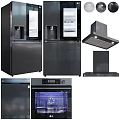 Modern Black Kitchen Appliances With Refrigerators Range Hoods Oven And Dishwasher For Home Kitchen