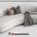 Modern Multiplayer Sofa Curved Multiplayer Sofa 3d model