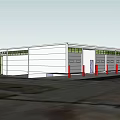 Modern Office Building Exterior With Glass Windows Flat Roof And Parking Lot