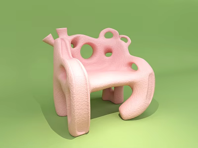 Pink Animal Shaped Children's Single Chair With Fun Round Holes Design 3d model