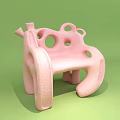 Pink Animal Shaped Children's Single Chair With Fun Round Holes Design
