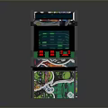 Colorful Graffiti Arcade Machine Design With Green Screen And Red Buttons