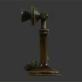 Vintage Wooden Telephone With Metal Rotary Dial And Classic Retro Design Features
