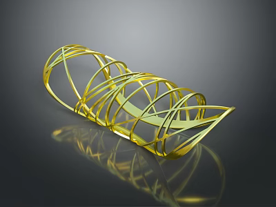 Modern Golden Decorative Furniture With Spiral Wave Metallic Structure Design 3d model