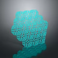 Turquoise Polygonal Mesh 3D Structure with Reflective Surface on Dark Background
