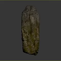 Natural Textured Stone With Mossy Green Surface And Rough Exterior Details