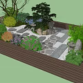 Garden Landscape Design With Green Trees Various Plants Stone Pathways And Decorative Stones
