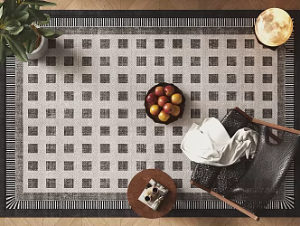 Modern Square Carpet Leisure Chair Decorative Ornaments 3d model