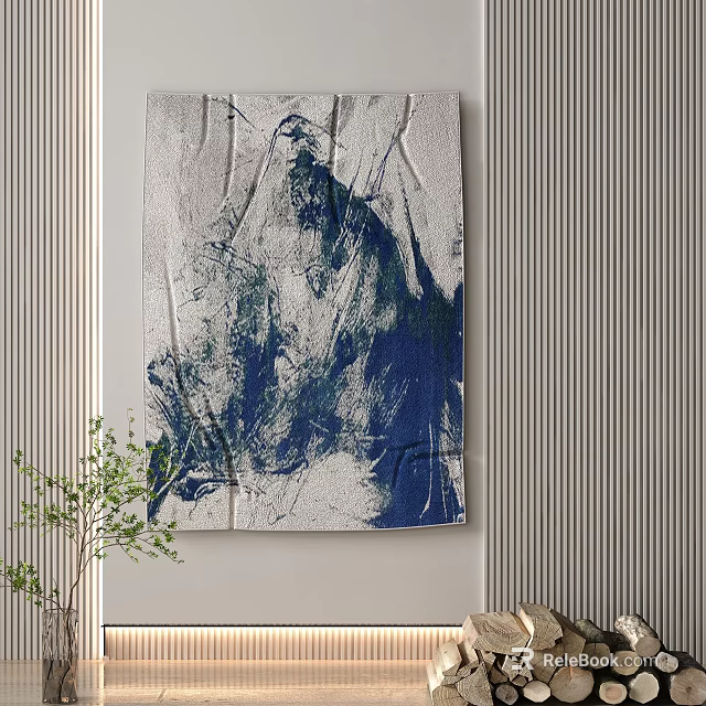 Elegant Modern Square Rug With Abstract Blue Gray Art Patterns And Soft Texture 3d model