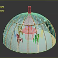 Indoor Round Dining Furniture Set With Wooden Table Chairs And Metal Dome Structure