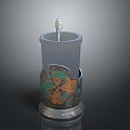 Daily Use Decorative Transparent Cup With Colorful Pattern Metal Base And Spoon