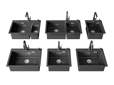 Black Kitchen Sinks With Faucet In Various Styles For Modern Kitchens 3d model