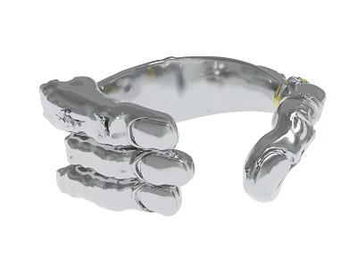 Silver Hand Shaped Decorative Bracelet with Detailed Fingers and Smooth Finish 3d model