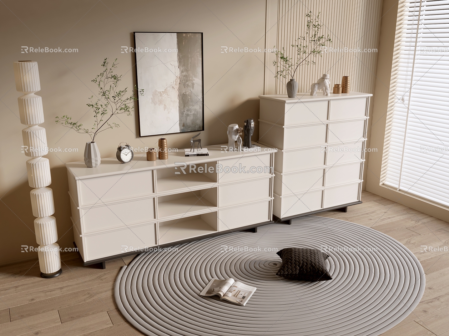 Modern Cream Style Cabinet Whole Cabinet Sideboard Cabinet Balcony Cabinet Storage Cabinet Entrance Cabinet 3d model