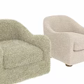 Fluffy White Single Sofa With Cozy Armrest For Living Room Decor