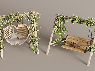 Outdoor Swing Chair Courtyard Swing 3d model