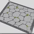 Stepping Stones Path With Irregular Stone Slabs And Small Green Plants On Gravel Base