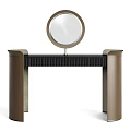 Modern Dressing Table Design With Round Mirror And Various Color Options 3d model